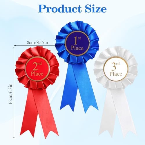 3 Pack Award Ribbons, Prize Ribbon, 1st 2nd 3rd Place Ribbons