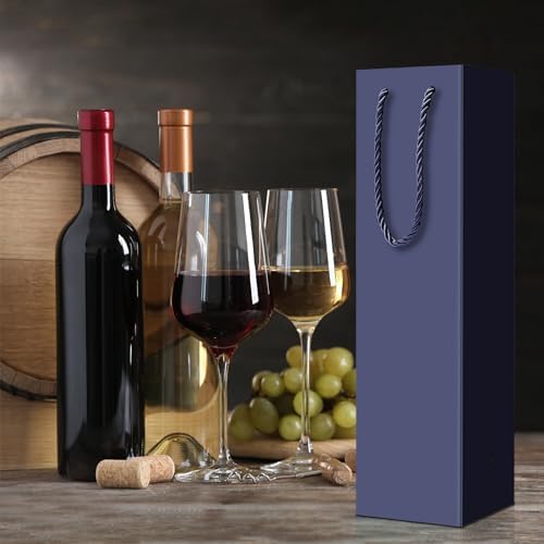 Fulmoon 80 Pack Wine Gift Bag Bulk, 4"x3.5"x14" Wine Bag, Dark Blue