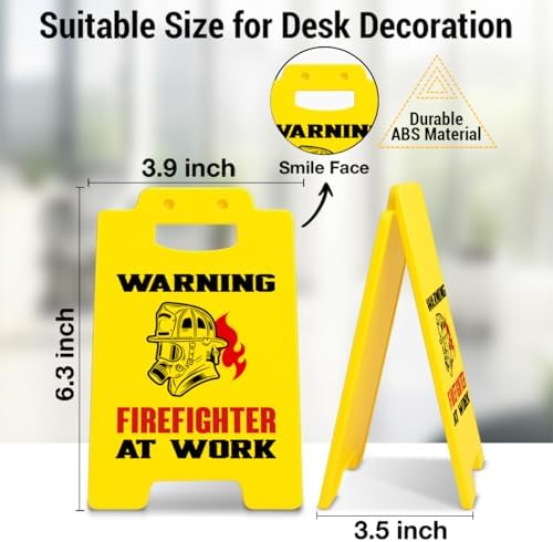 Funny Firefighter Gifts Office Decor Warning Firefighter at Work Desk Sign Graduation Birthday Gifts for Firefighters Firemen