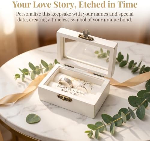 Custom Ring Bearer Box White Wooden Ring Box Wedding Day