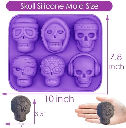 Skull Cake Pan Silicone Mold, 2 Pack Large 3D Halloween Skull Silicone Molds for Baking Cakes Pizza Chocolate Candy Soap