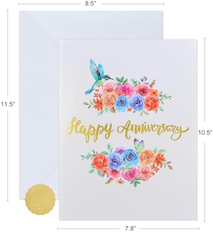 FaCraft Large Anniversary Card for Couple - 3D Pop Up Music & Light Valentines Wedding Anniversary Card Gifts with Envelope, Blank Insert and Seal, for Spouse Husband Wife Him Her