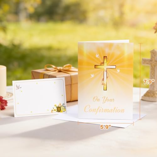 VIVIKEN Confirmation Pop Up Card with Lights, 3D Musical Religious Cards
