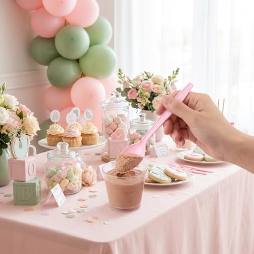 90Pcs Pink Plastic Silverware Set, Salad Size Disposable for Dessert