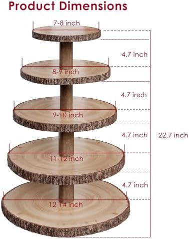 Wood Cupcake Stand, 5 Tier Cupcake Tower, Large Rustic Cake Display Holder