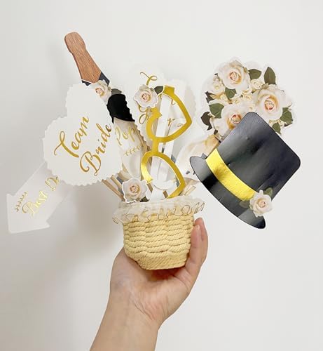 Wedding Photo Booth Props, DIY Wedding Decoration Unique Romantic Party Props, Paper Board Selfie Props with Easy Assembly Kit for Wedding, Bridal Shower, Engagement, Bachelorette Party