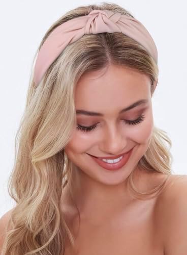 Huachi Pink Headbands for Women Girls Valentine‘s Day Head bands Non Slip Cute Knotted Headbands Fashion Womens Headband Wide Top Knot Hairband for Women‘s Hair Pink Girls Hair Accessories for Women