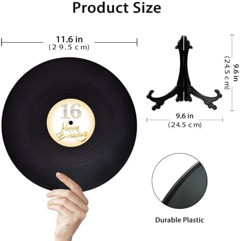 Vinyl Record Sweet 16 Birthday Decorations 11.6"X11.6", 16th birthday decorations Party Favor Sign Poster, 16th Birthday Guest Book Alternative, Great Sweet 16 Gifts for Girls or Boys (16 Years Old)