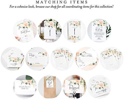Bliss Collections Advice and Wishes Cards, Blush Floral, Perfect for: Bridal Showers, Wedding, Baby Shower, Graduation Party, Retirement, Words of Wisdom for Bride and Groom, 4"x6" Cards (50 Cards)