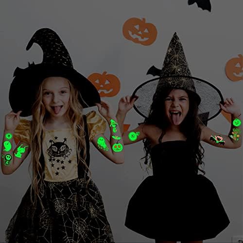 Partywind 250 Styles Glow Halloween Party Supplies, Luminous Halloween Temporary Tattoos for Kids Birthday Party Decorations Favors, Halloween Goodie Bag Fillers (24 Sheets)