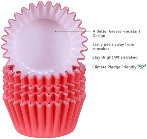 Caperci Heavy Duty Red Cupcake Liners Standard Muffin Baking Cups 150pcs