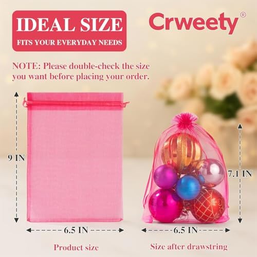 Crweety 50Pcs Large Organza Bags 6x9, Small Mesh Gift Bags Drawstring