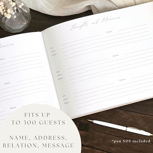 Funeral Guest Book for Celebration of Life Memorial Service with Table Sign