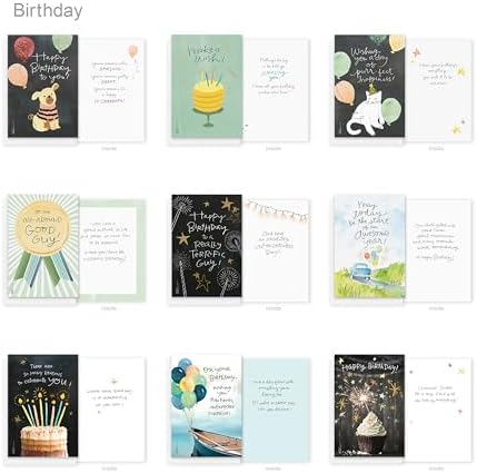 American Greetings 65-Count All-Occasion Greeting Card Pack, Assorted Watercolor & Playful Illustration Designs designed by Kathy Davis Studios, A6 (Pack of 4)