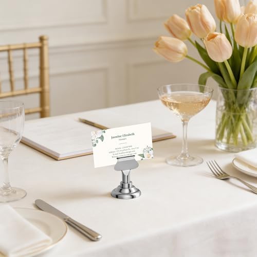 Urban Deco 36 Pieces Table Card Holder Place Card Holders 1.7 inches Gold Steel Card Holders for Photos, Food Signs, Memo Notes, Weddings, Restaurants, Birthdays(Silver 36PK)
