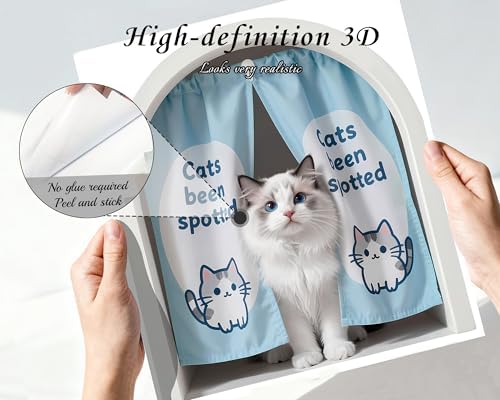 FLFK Cute Cat Wall Decal - Large Removable Peel and Stick 3D Wall Sticker for Toilet Kitchen Offices, Puppy Cat