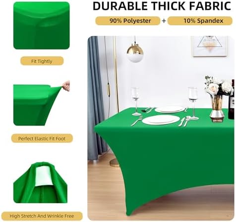 2-Pack 6ft Spandex Table Covers for Rectangle Standard Folding Tables - Wrinkle Resistant Stretch Tablecloths - Ultimate Fitted Table Protector for Parties, Trade Shows, Banquet