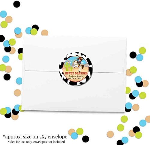 Thank You Cowboy Stickers, 40 Pack 2 Inch Round Labels, First Rodeo Thank You Stickers for Western Birthday Party Favors by Amanda Creation