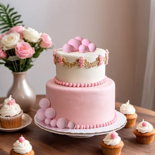 ASTARON 20 Pcs Foam Pink Balls Cake Topper Decorations for Birthday Cake