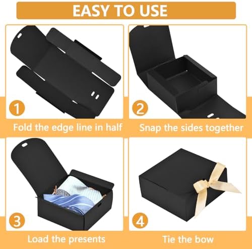 WLUSEAXI 12 Pack Small Gift Boxes with Lids for Presents, Black Gift Boxes