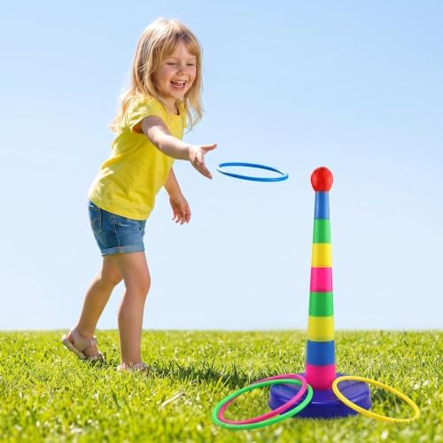 Toss Game Set Soft Plastic Ring Toss for Kids Birthday Indoor Outdoor