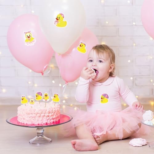 Whaline 1000 Pcs Pink Rubber Duck Roll Stickers Self-Adhesive Cute Girls Duck Themed Label Decals for Envelope Water Bottle Scrapbook Decor Spring Summer Birthday Party Supplies