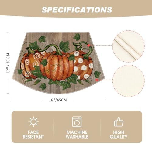 Artoid Mode Pumpkins Vine Fall Wedge Placemats Set of 4-12 x 18 Inch