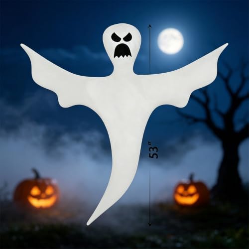 Anditoy 2 Pack 53" Halloween Hanging Ghost Decorations Bendable Halloween Tree Wrap Ghosts for Indoor Outdoor Yard Tree Garden Porch Halloween Decor Party Supplies
