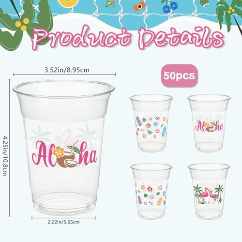 Hawaiian Luau Party Decorations Cups for Tiki Tropical Party Decor Supplies