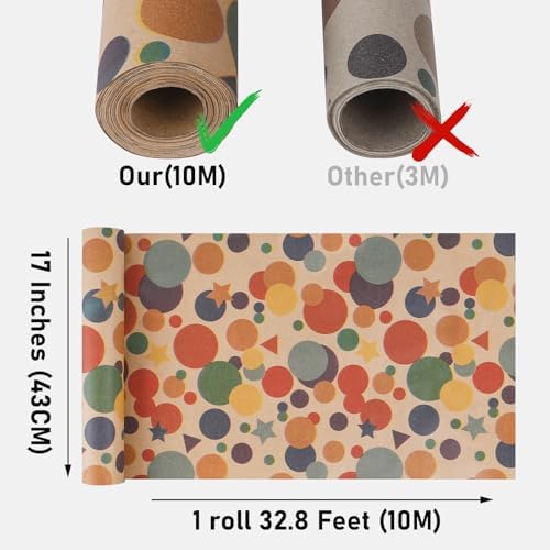NESCCI Birthday Wrapping Paper,Gift Wrapping Paper Roll-17 inch X 32.8 Feet