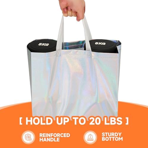 METAPRINT 15 Pcs Large Iridescent Gift Bags with Handles, 13x5x11 Inch