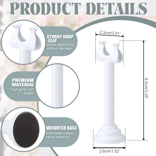 24 Pcs White Table Number Holder Metal 3.15 in Place Card Holder