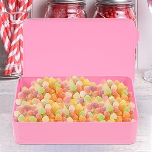Homoyoyo 3pcs Metal Tins with Lid Rectangular Cookie Storage Boxes for Treats for Travel Organizing Items Versatile Metal Containers Sleek Design Pink