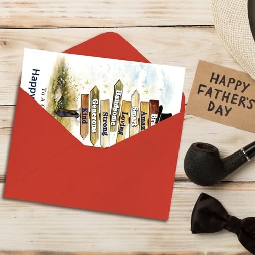 Fathers Day Card Gifts for Nephew from Uncle Aunt, Meaningful Direction Sign Design with Emotional Message, Unique Cards for Father's Day Family Celebration and Love