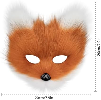 Adolala Faux Fur Fox Tail Cat Wolf Set Plush Mask Fluffy Paw Gloves Halloween Christmas Party for Women
