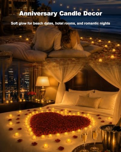 Homemory 50-Pack Flameless Tea Lights Candles Battery Operated, 200+ Hours