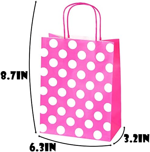 BLEWINDZ 32 Pieces Small Gift Bags with 32 Tissues, 8 Colors Rainbow Party Favor Bags with Handle for Birthday, Wedding and Party Celebrations (Polka Dots)