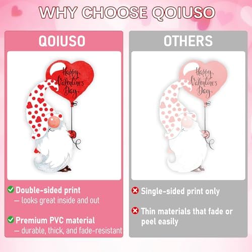 9 Sheets Valentines Day Window Clings Decor: Double-Sided Gnome Window Stickers, Cute Heart & Love Static Cling Decals, Reusable Valentine Decorations for Home School Office Party and Store