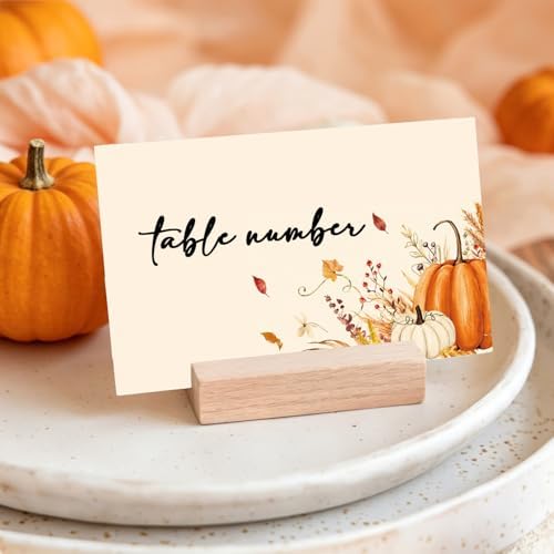 Pumpkin Place Cards for Table Setting, Tent Cards Decor For Birthday Baby Shower Thanksgiving Party Decorations, Bridal Shower Wedding Place Card, 25 Pack Birthday Food Name Card 2 x 3.5" /038