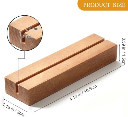 Worown 12 Pack Natural Wood Place Card Holders, Wooden Table Number Holder, Wooden Photo & Menu Stands for Wedding, Banquet, Party Home Decoration (4.1 X 1.2 X 0.6 Inch)