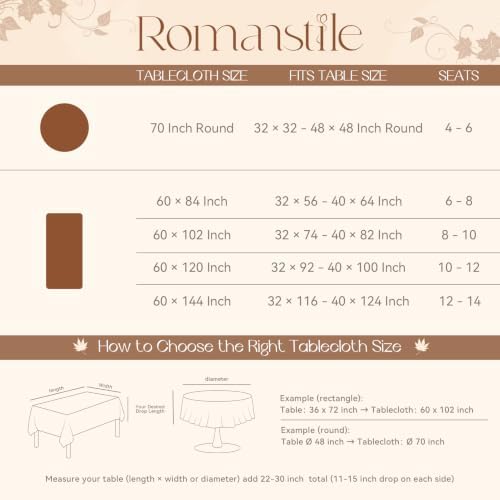 Romanstile Jacquard Fall Round Tablecloth with Pumpkin, Orange, 70 Inch
