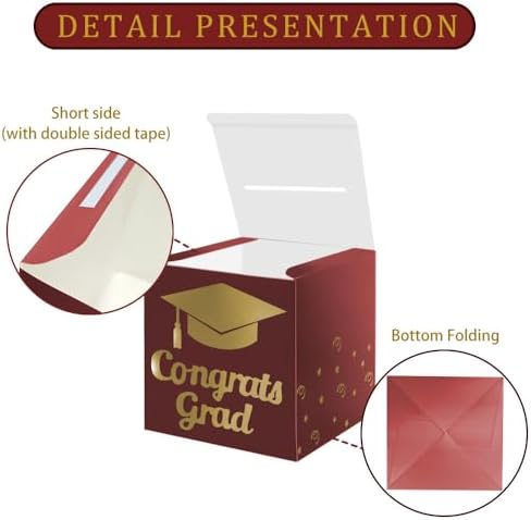 Partico Graduation Card Box Holder, Grad Party Decorations (Maroon)