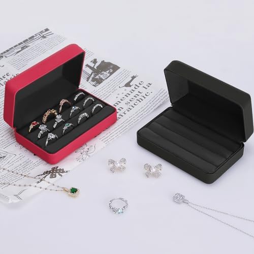 KUKUVR Velet Jewelry Ring Storage Box for Multiple Rings (Black)