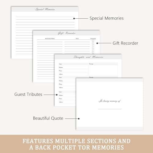 Funeral Guest Book - Celebration of Life Guest Book with Rollerball Pen for Memorial Service - Funeral Memory Sign in Books for Over 300+ Guests - Funeral Decorations with In Loving Memory Table Sign
