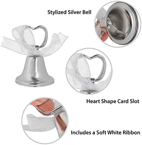 Super Z Outlet Silver Bell Place Card Holders for Table Numbers, Restaurant Menu, Weddings, Party Decoration (12 Pack)