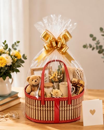 4 Set Bamboo Baskets for Gifts Empty, Foldable Woven Gift Basket Empty