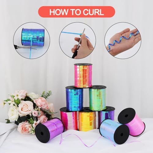 TONIFUL 500 Yards Iridescent Red Curling Ribbon Balloon String