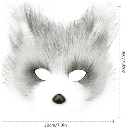 Adolala Faux Fur Fox Tail Cat Wolf Set Plush Mask Fluffy Paw Gloves Halloween Christmas Party for Women