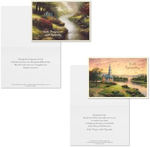 DaySpring Thomas Kinkade Religious Sympathy Card Assortment, Nature Paintings (12 Cards with Envelopes)