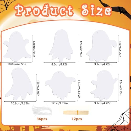 JULMELON 36 Pcs Halloween Scratch Off Cards, Ghost Rainbow Scratch Art Kit
